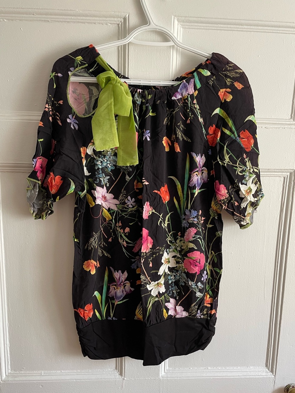 y2k Myco Anna Floral Print Bubble Hem Blouse
